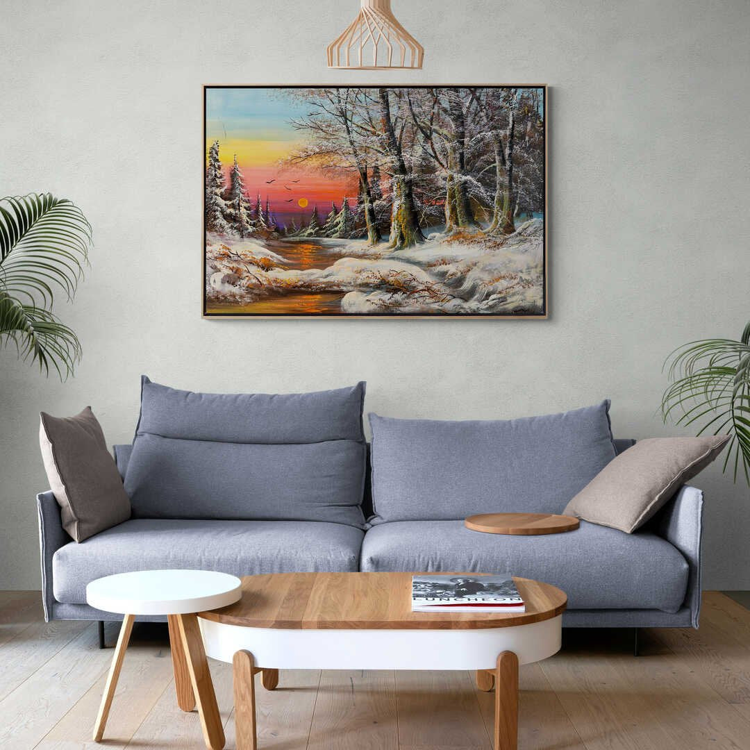 Bembeyaz Kar Manzarası Yağlı Boya Tablosu