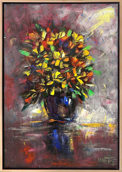 Vazoda Kasımpatılar Yağlı Boya Tablosu