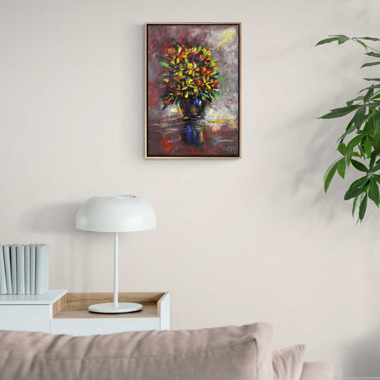 Vazoda Kasımpatılar Yağlı Boya Tablosu