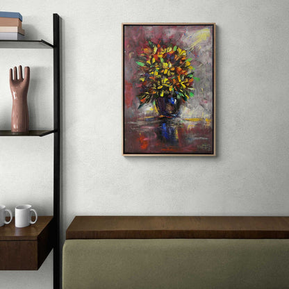 Vazoda Kasımpatılar Yağlı Boya Tablosu