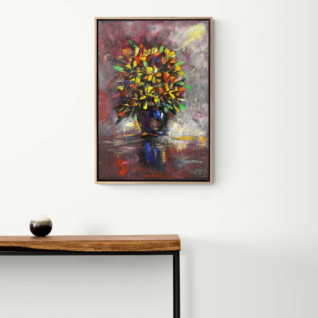 Vazoda Kasımpatılar Yağlı Boya Tablosu