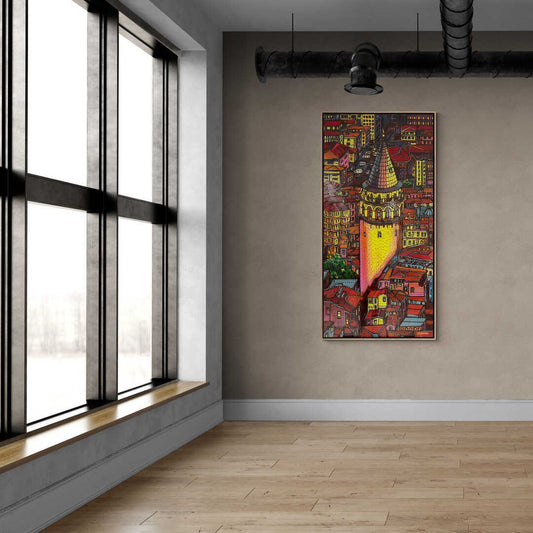 Kızıl Galata Sokağı Yağlı Boya Tablosu