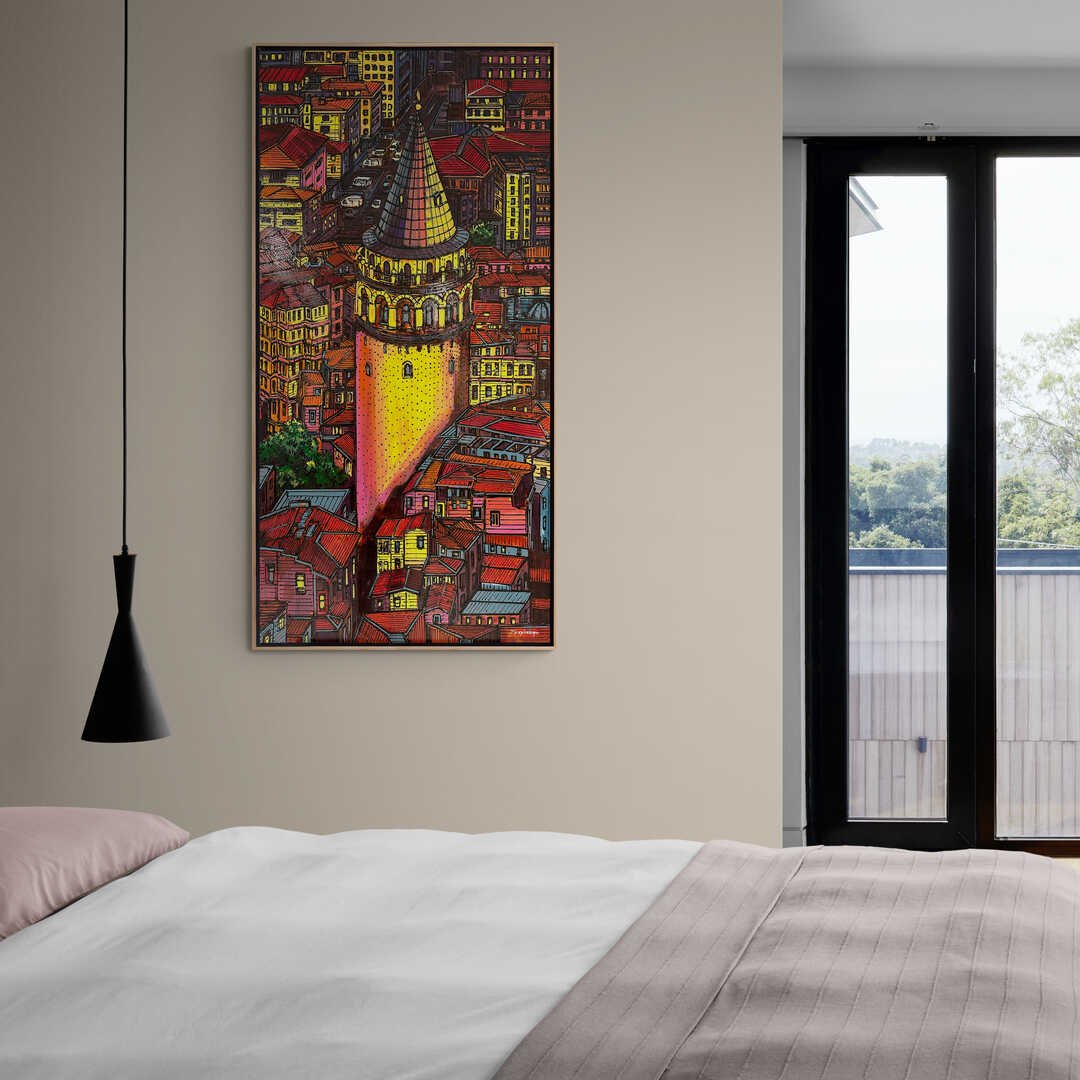 Kızıl Galata Sokağı Yağlı Boya Tablosu