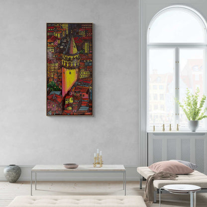 Kızıl Galata Sokağı Yağlı Boya Tablosu