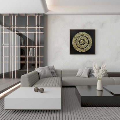 Siyah Fon Altın Yazılı Muavvizeteyn Sureleri Yağlı Boya Tablosu