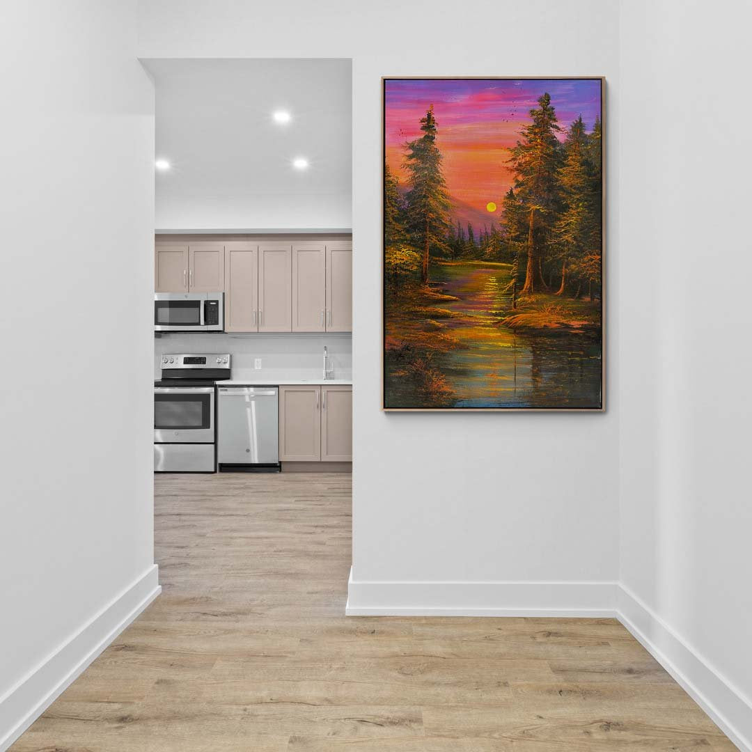 Kırmızı ve Mor Günbatımı Yağlı Boya Tablosu