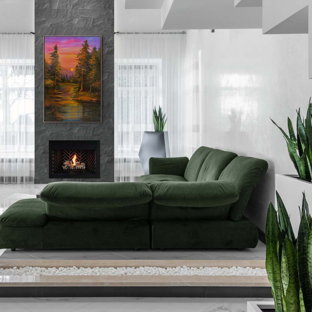 Kırmızı ve Mor Günbatımı Yağlı Boya Tablosu