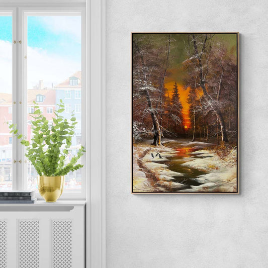 Karlı Dere Yansımaları Yağlı Boya Tablosu