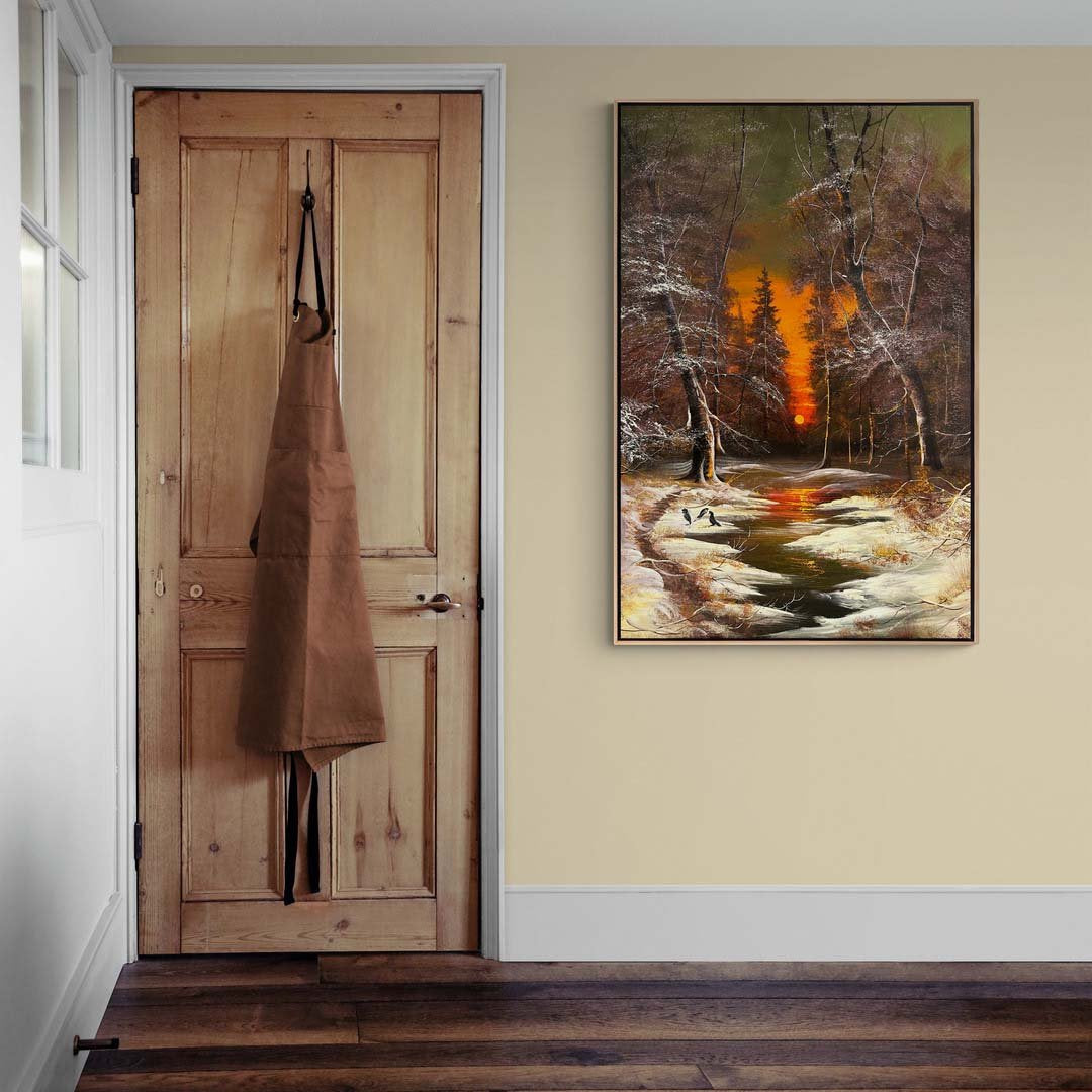 Karlı Dere Yansımaları Yağlı Boya Tablosu