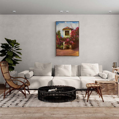 Erguvanların Arasındaki Ev Yağlı Boya Tablosu