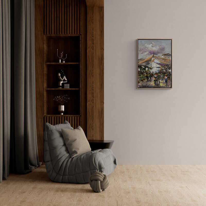 Köy Pazarı Yağlı Boya Tablosu