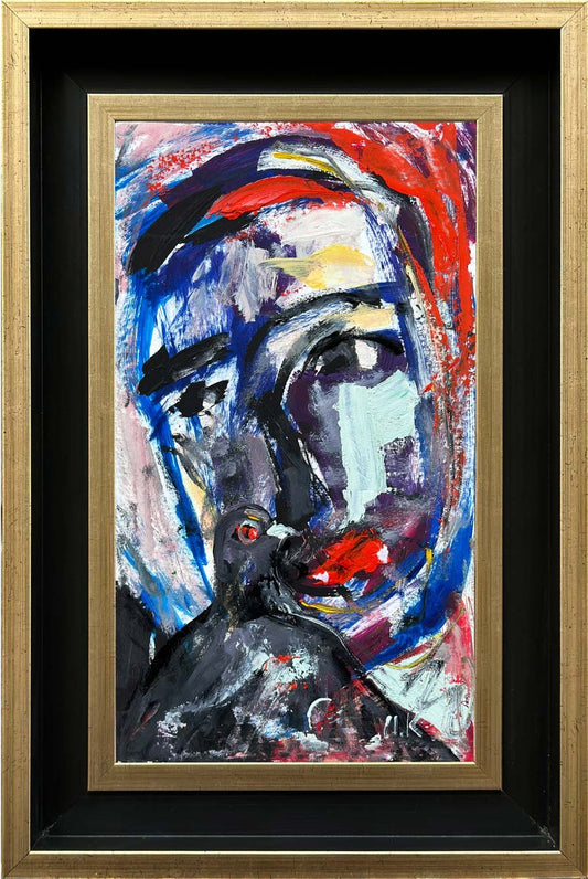 İnsan ve Güvercin Yağlı Boya Tablosu