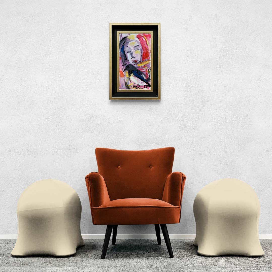 Kadın Kuşun İzinde Yağlı Boya Tablosu