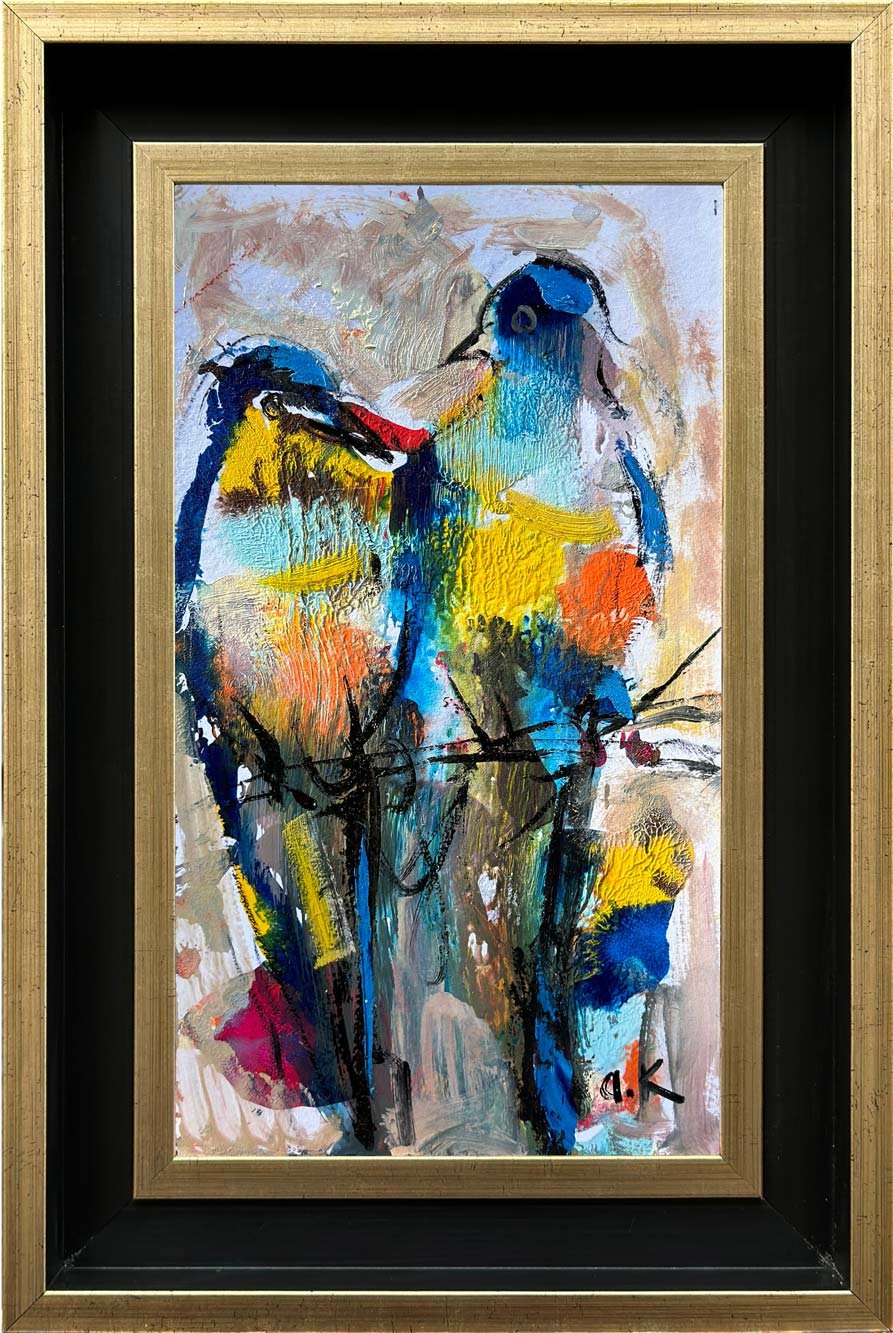 Renkli Kuş Sohbeti Yağlı Boya Tablosu