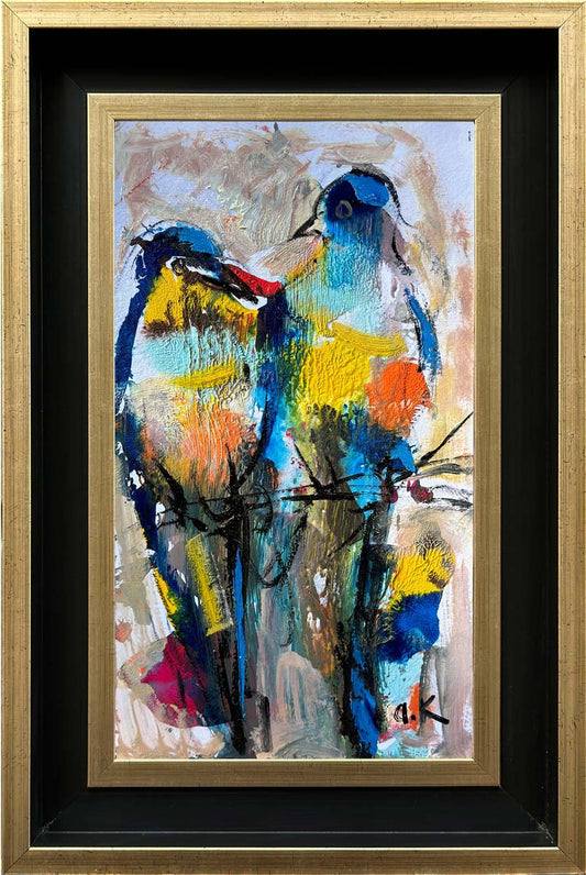 Renkli Kuş Sohbeti Yağlı Boya Tablosu