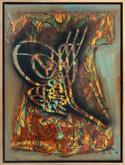 Kaftan Üzerinde Tuğra Yağlı Boya Tablosu