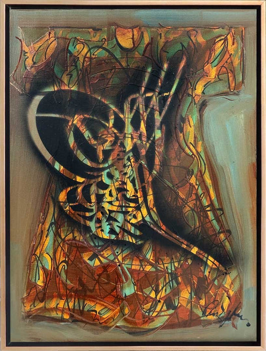 Kaftan Üzerinde Tuğra Yağlı Boya Tablosu