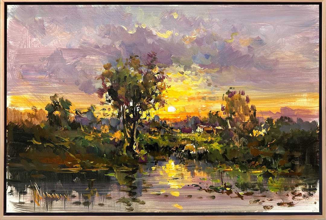 Ormanın Gün Sonu Yansımaları Yağlı Boya Tablosu