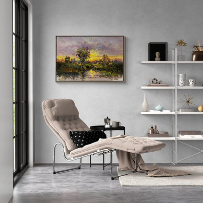 Ormanın Gün Sonu Yansımaları Yağlı Boya Tablosu