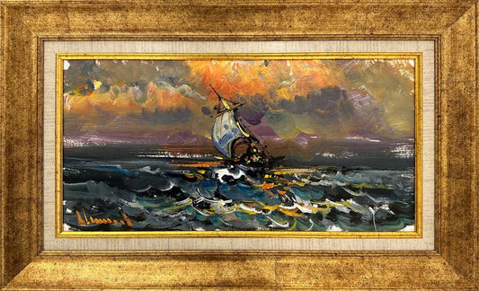 Hırçın Dalgaların Dansı Yağlı Boya Tablosu