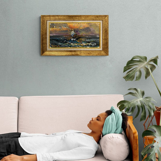 Hırçın Dalgaların Dansı Yağlı Boya Tablosu