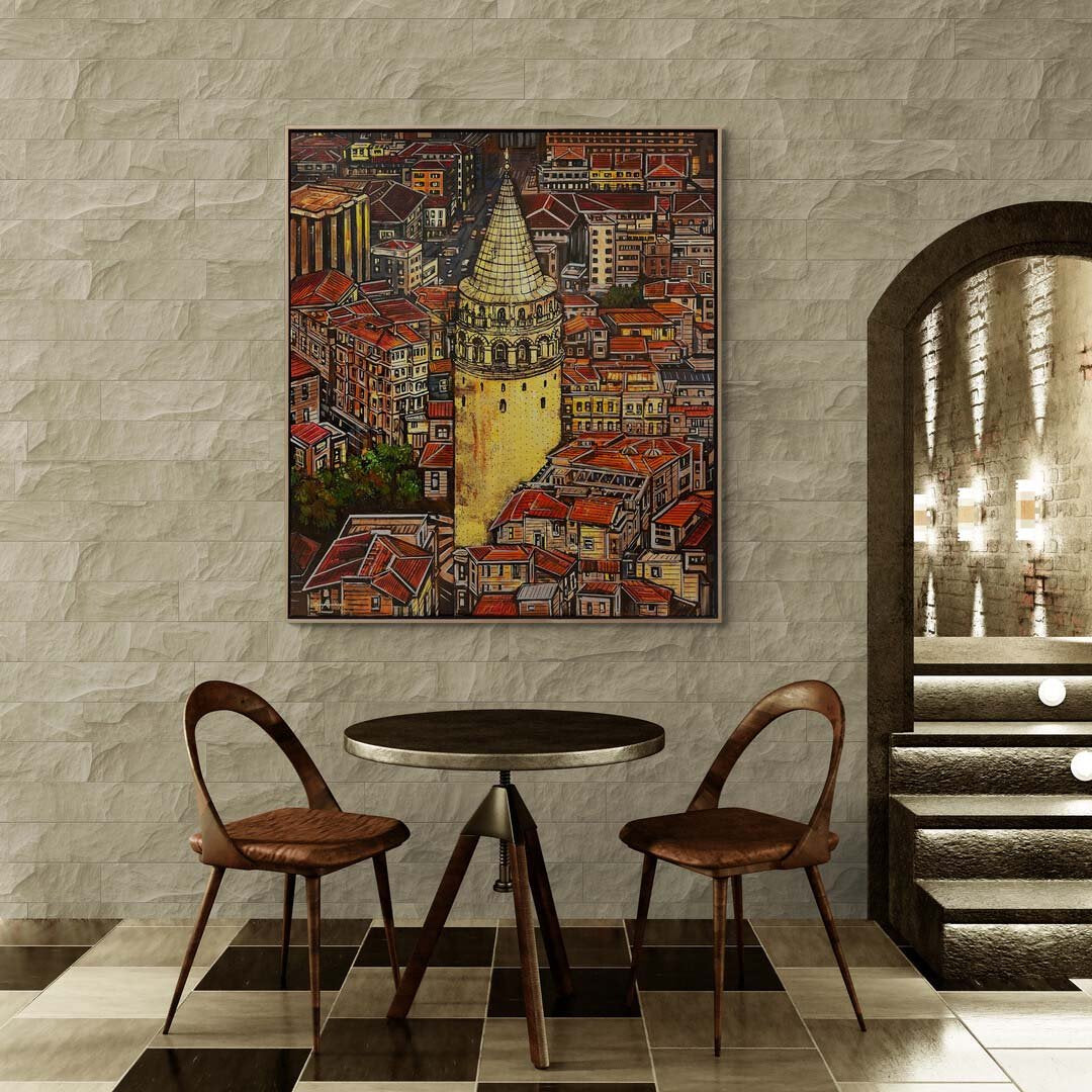 Semt Galata Yağlı Boya Tablosu