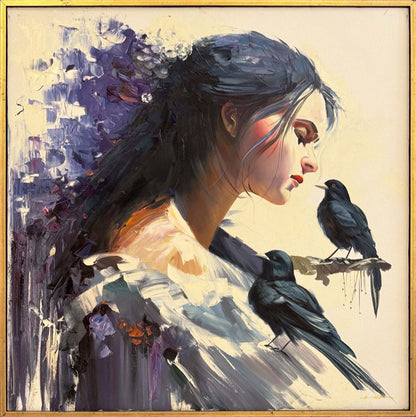 Tınıların İçindeki Kadın Yağlı Boya Tablosu