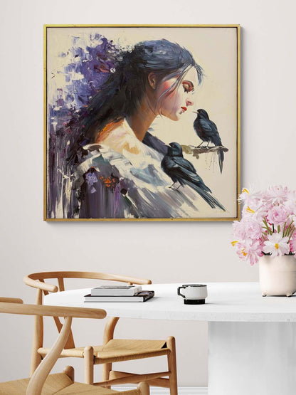 Tınıların İçindeki Kadın Yağlı Boya Tablosu