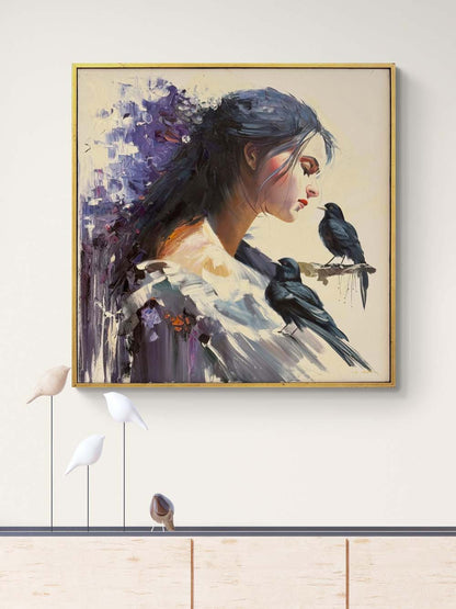 Tınıların İçindeki Kadın Yağlı Boya Tablosu