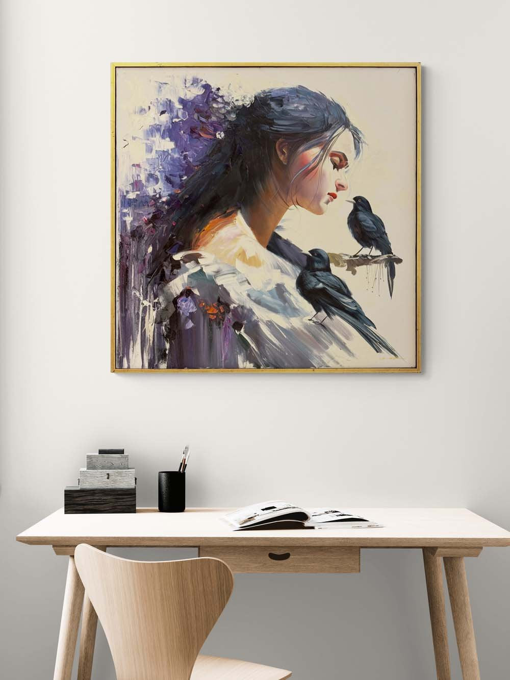 Tınıların İçindeki Kadın Yağlı Boya Tablosu