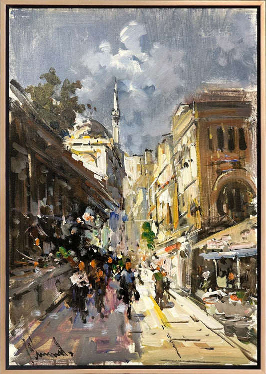 Taşlı Yollarda Gezinti Yağlı Boya Tablosu