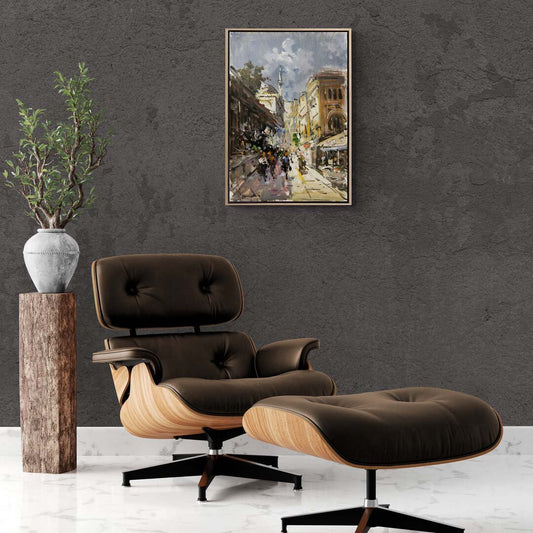 Taşlı Yollarda Gezinti Yağlı Boya Tablosu