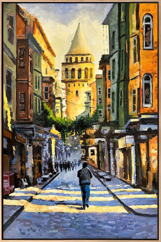 Şehrin İncisi Galata Kulesi Yağlı Boya Tablosu