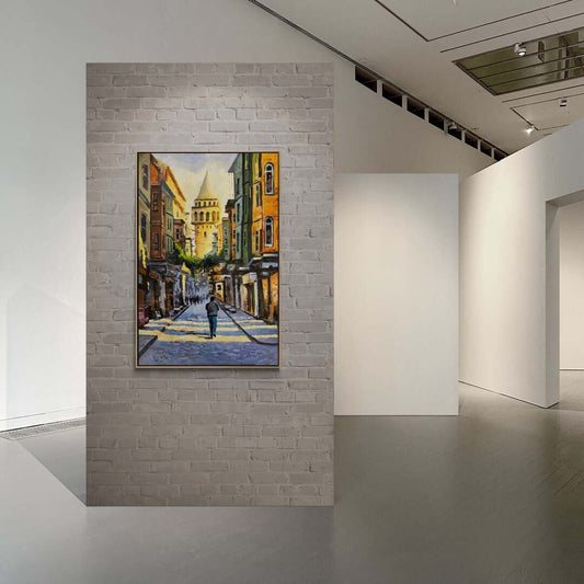 Şehrin İncisi Galata Kulesi Yağlı Boya Tablosu