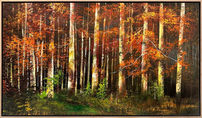 Ağaçların Sarı Şiiri Yağlı Boya Tablosu