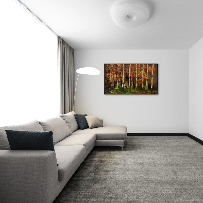 Ağaçların Sarı Şiiri Yağlı Boya Tablosu