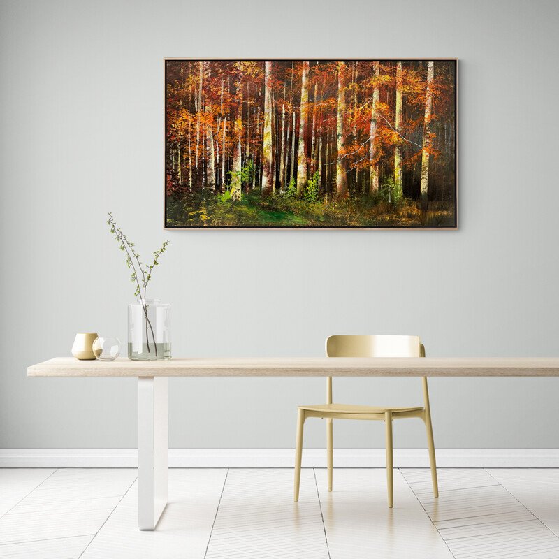 Ağaçların Sarı Şiiri Yağlı Boya Tablosu