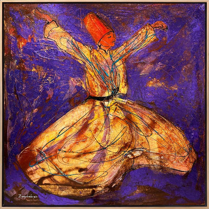 Semazenin Huzurlu Dansı Yağlı Boya Tablosu