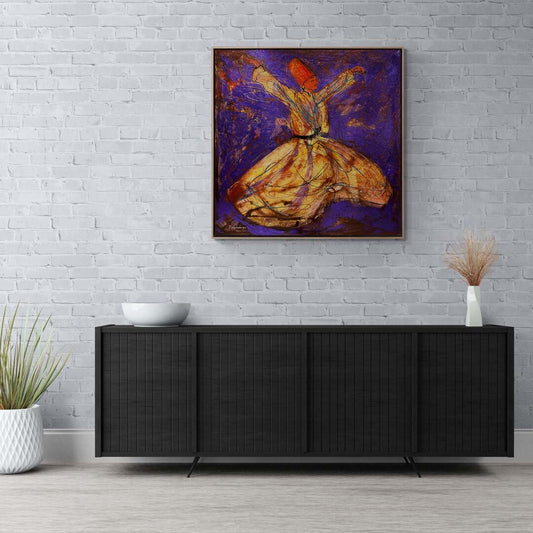 Semazenin Huzurlu Dansı Yağlı Boya Tablosu