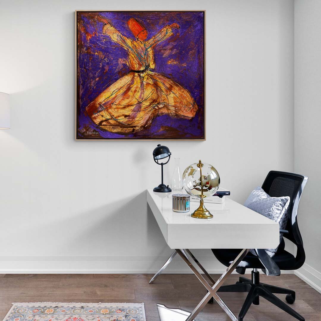 Semazenin Huzurlu Dansı Yağlı Boya Tablosu