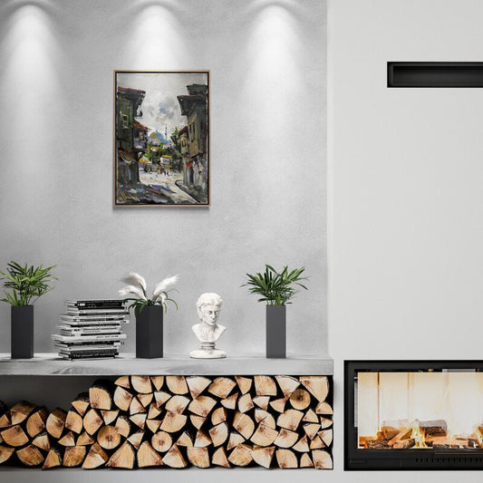 Kasabanın Eski Mahalleleri Yağlı Boya Tablosu