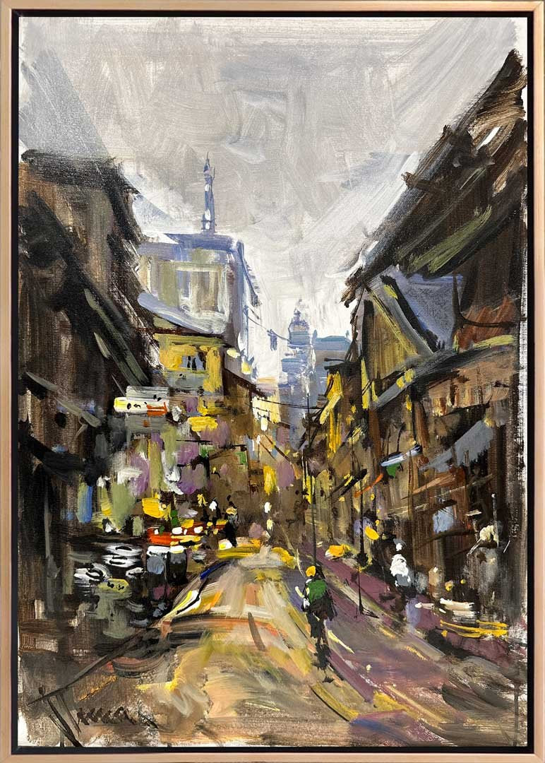 Köy Kasabasında Pazartesi Sabahı Yağlı Boya Tablosu