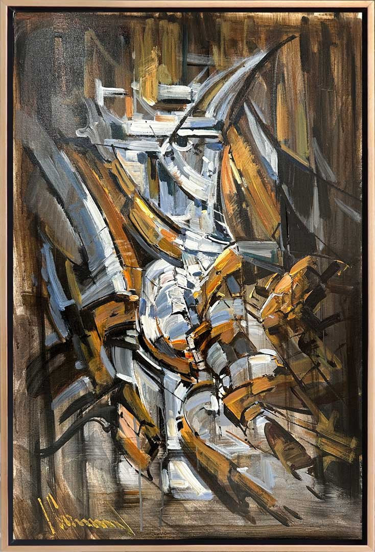 Soyut Çizgilerin Zaman Tüneli Yağlı Boya Tablosu