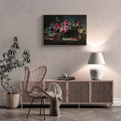 Pembe Gül Sessizliği Yağlı Boya Tablosu