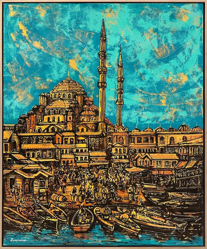 Denizin Kenarındaki Cami Yağlı Boya Tablosu