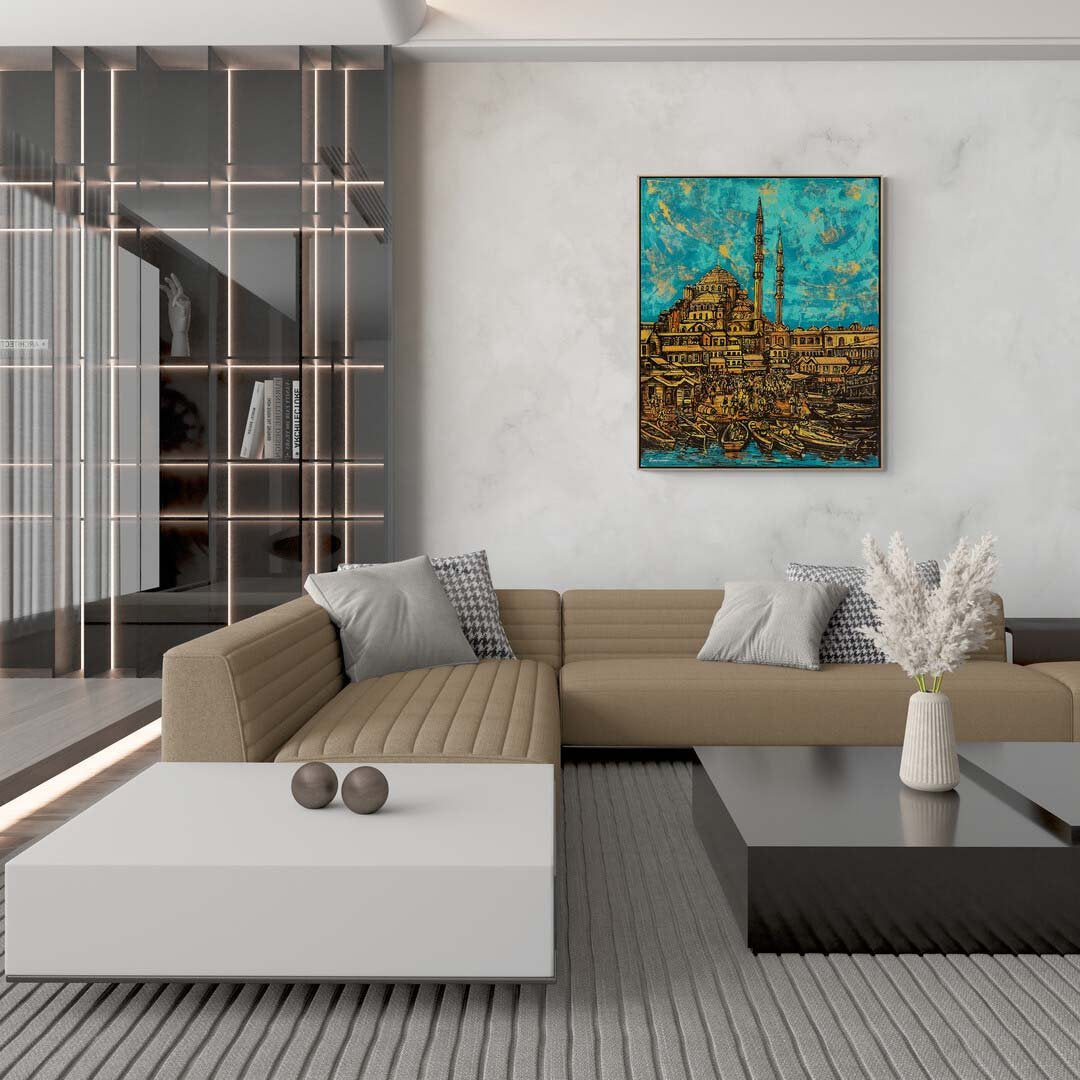 Denizin Kenarındaki Cami Yağlı Boya Tablosu