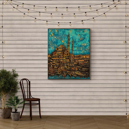 Denizin Kenarındaki Cami Yağlı Boya Tablosu