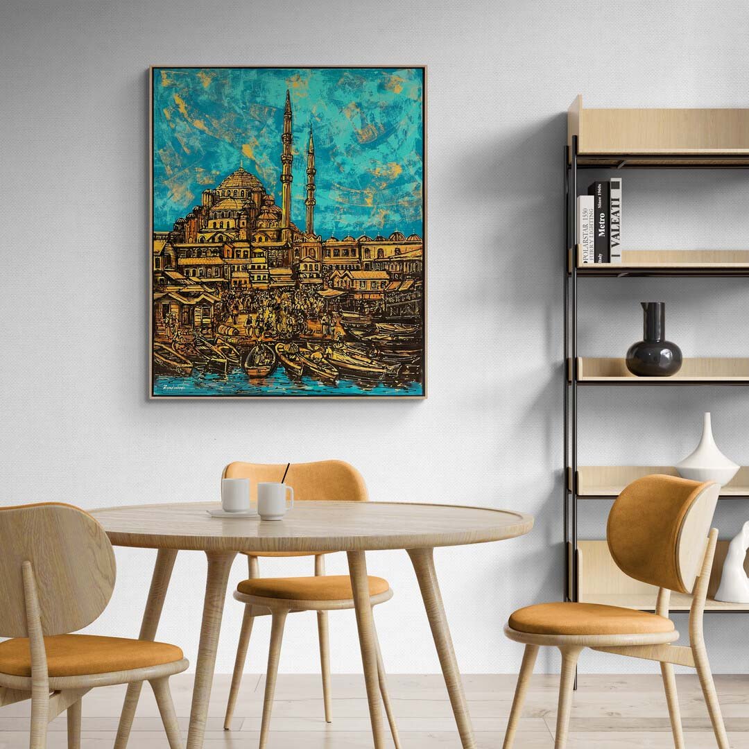 Denizin Kenarındaki Cami Yağlı Boya Tablosu