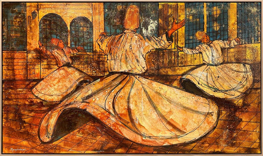 Semazenlerin İçsel Dansı Yağlı Boya Tablosu