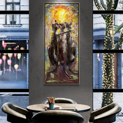 Kedi Yansımaları Yağlı Boya Tablosu